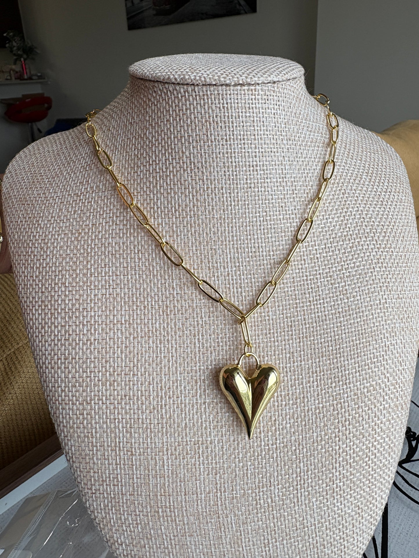 Papper Clip Necklace Heart Charm