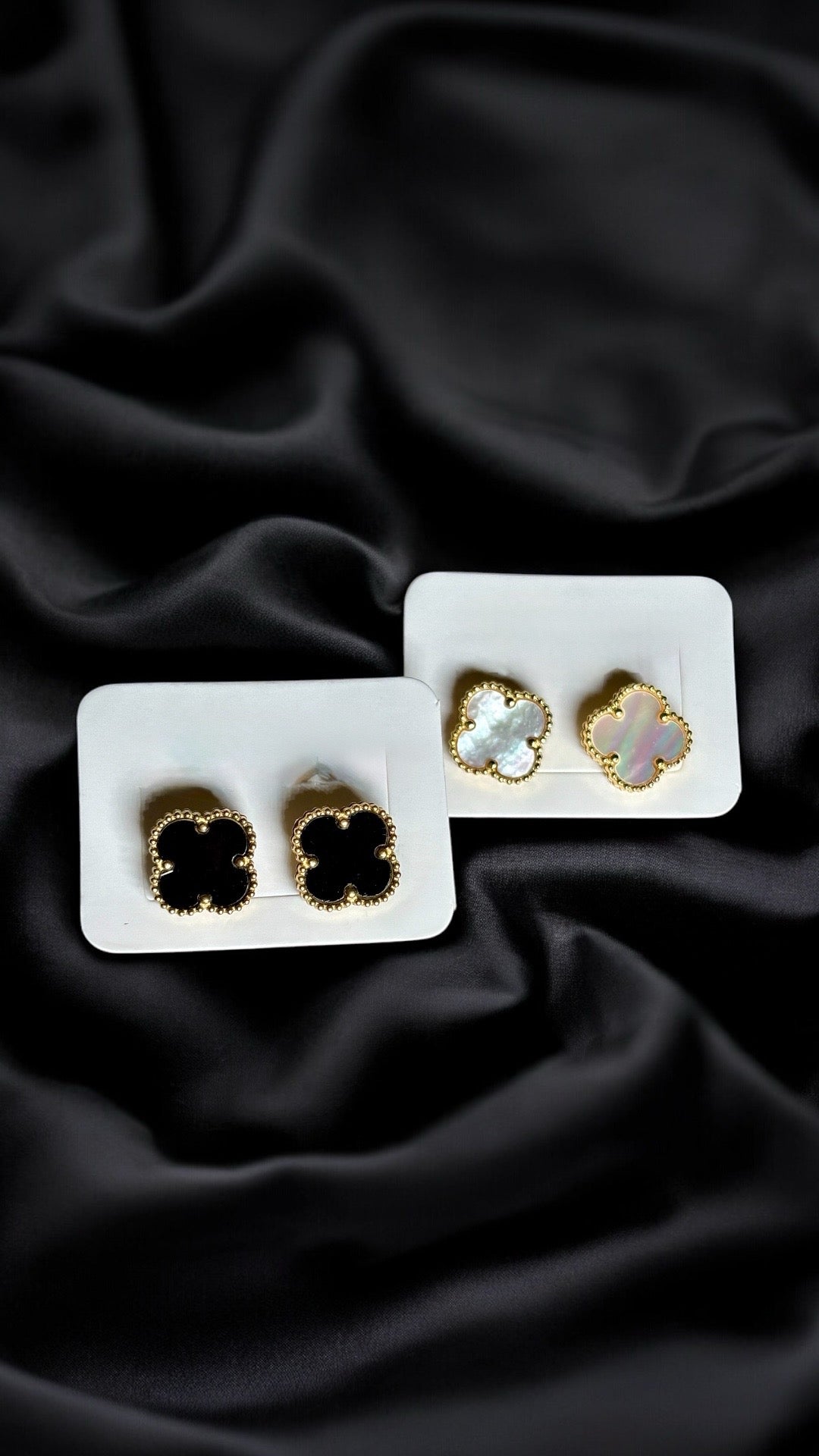 Clover Earrings Gold-Black