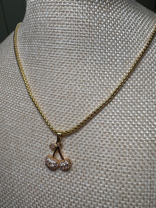 Cable Chain Cherry Zirconium Charm