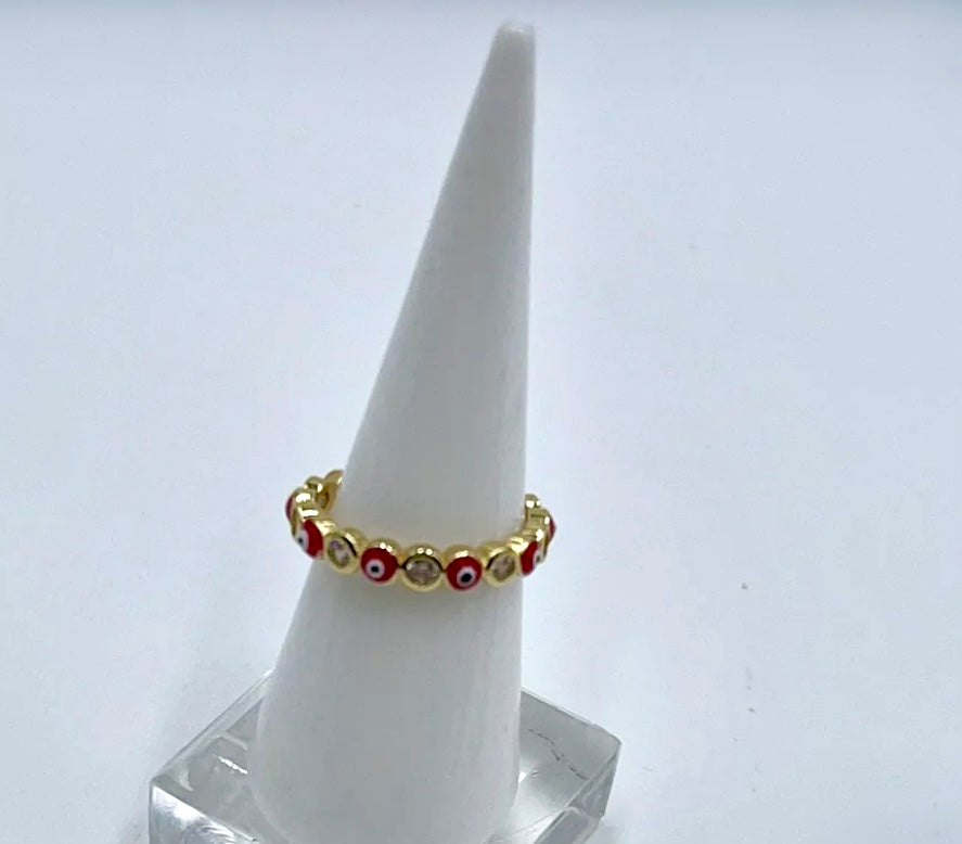 Skinny Evil Eye Adjustable Ring
