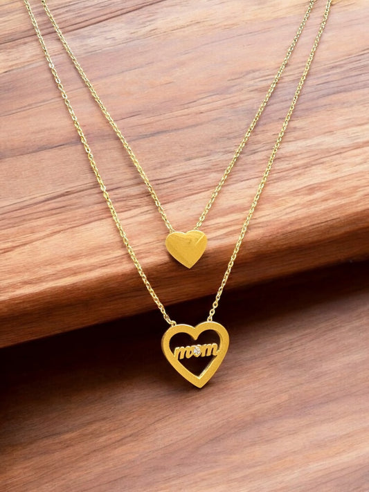 MOM DOUBLE HEART NECKLACE
