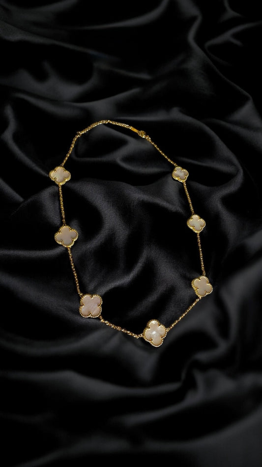 Clover Necklace Gold-White