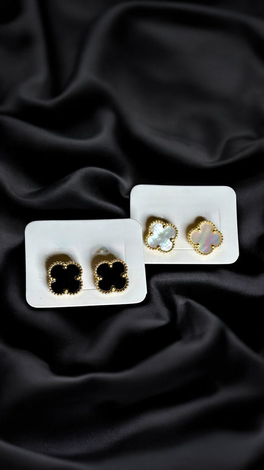 Clover Earrings Gold-Black