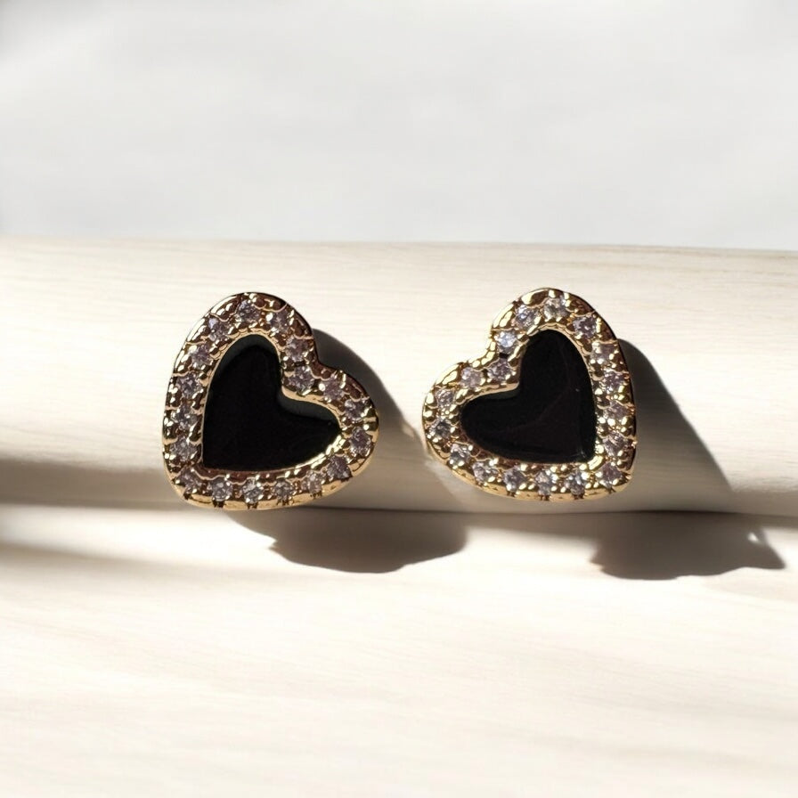 Mini Zirconium Frame Heart Set ( Necklace and Earring )