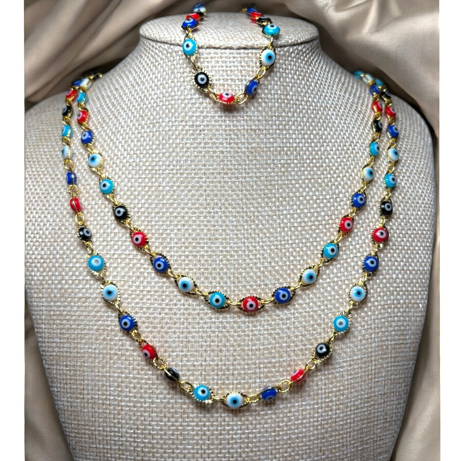 Evil Eye Color Set ( Necklace and Bracelet )